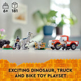 LEGO Jurassic World Dominion Blue & Beta Velociraptor Capture 76946 Juego de juguetes de construcción para niños, niños y niñas a partir de 6 años (181 piezas)