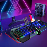 LexonElec - Teclado y ratón inalámbricos para juegos, ratón de teclado recargable con retroiluminación de arco iris con panel de metal de batería de 3800 mAh, teclado mecánico de reposamanos extraíble y ratón silencioso de 7 colores para jugadores de PC