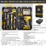 Hi-Spec, 81 piezas, amarillo, 18 V, taladro eléctrico inalámbrico, juego completo de herramientas de mano para el hogar y el garaje, para bricolaje - DIGVICE MX