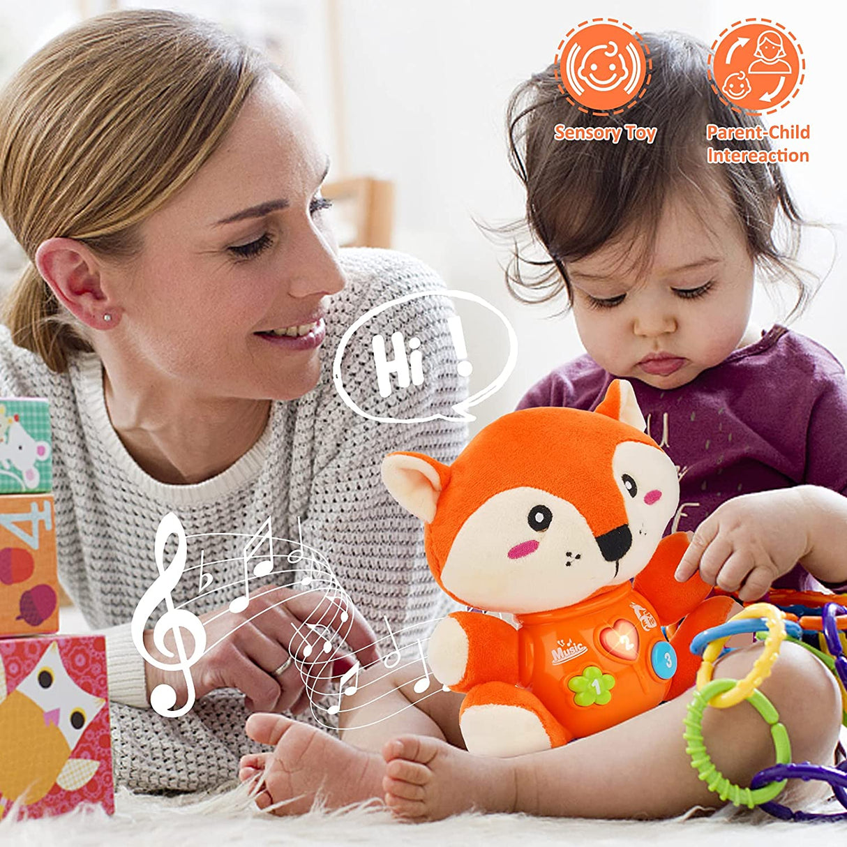 Daboot - Juguete musical para bebés, lindos juguetes de zorro para bebés - B091N8YRNF