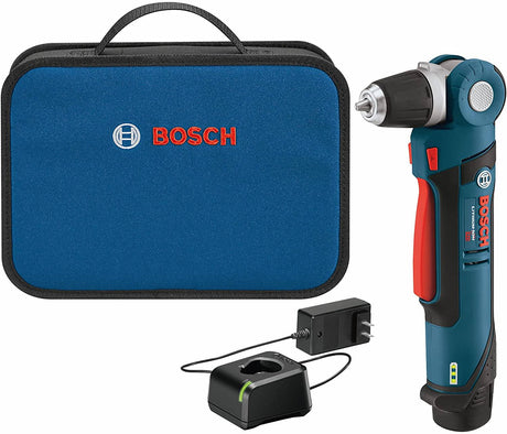 BOSCH PS11-102 Kit de taladro/destornillador de ángulo recto de 12 voltios de iones de litio máx. de 3/8 pulgadas con (1) batería de alta capacidad y cargador, azul - DIGVICE MX