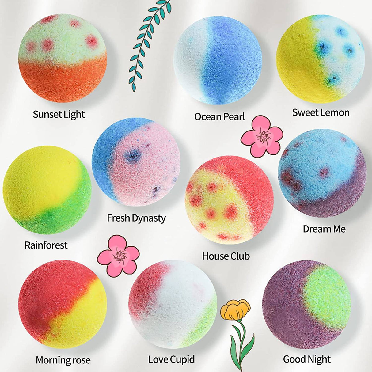 Nagaliving - Set de regalo de bombas de baño, 10 bombas de baño de burbujas orgánicas, maravilloso efecto efervescente
