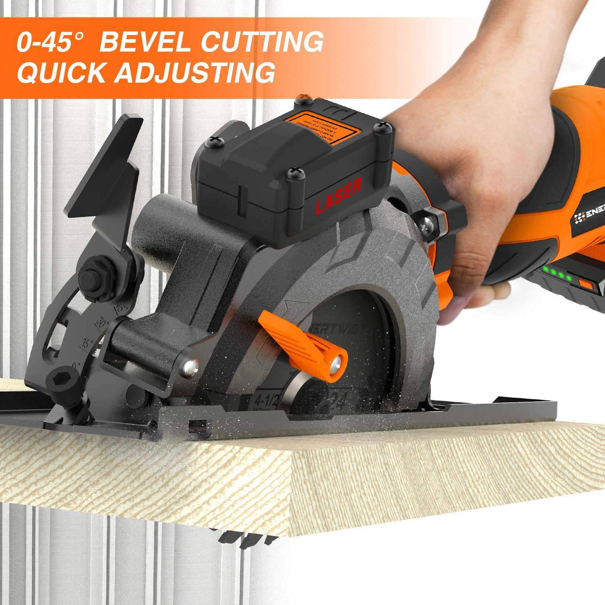 Sierra circular inalámbrica EnerTwist de 20 V máx. de 4-1/2" con batería de litio de 4,0 Ah y cargador, incluye láser y guía paralela, hojas de corte multifunción de metal blando de plástico para madera, adaptador de aspiradora, ET-CS-20C... - DIGVICE MX