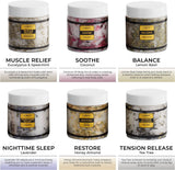 Lovery - Juego de regalo de sales de baño de Epsom, sal de spa relajante con aceites esenciales, baños de burbujas, lavanda, menta verde de eucalipto, albahaca de limón, coco, árbol de té, sal de Epsom de miel y almendras
