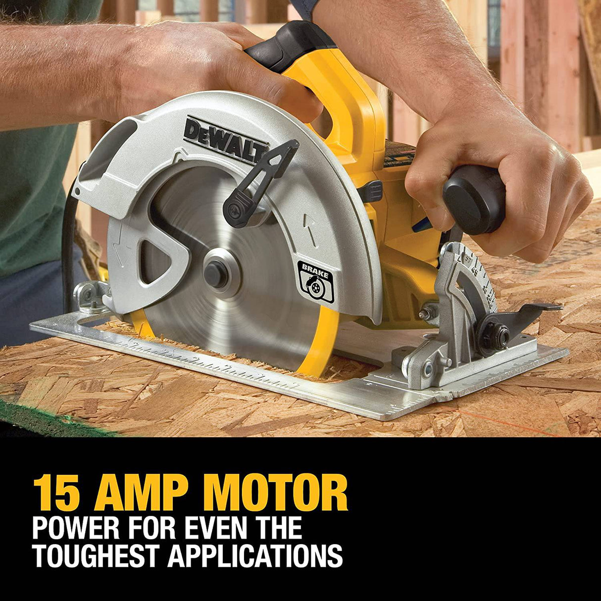 Sierra circular DEWALT de 7-1/4 pulgadas con freno eléctrico, 15 amperios, con cable (DWE575SB), amarillo - DIGVICE MX