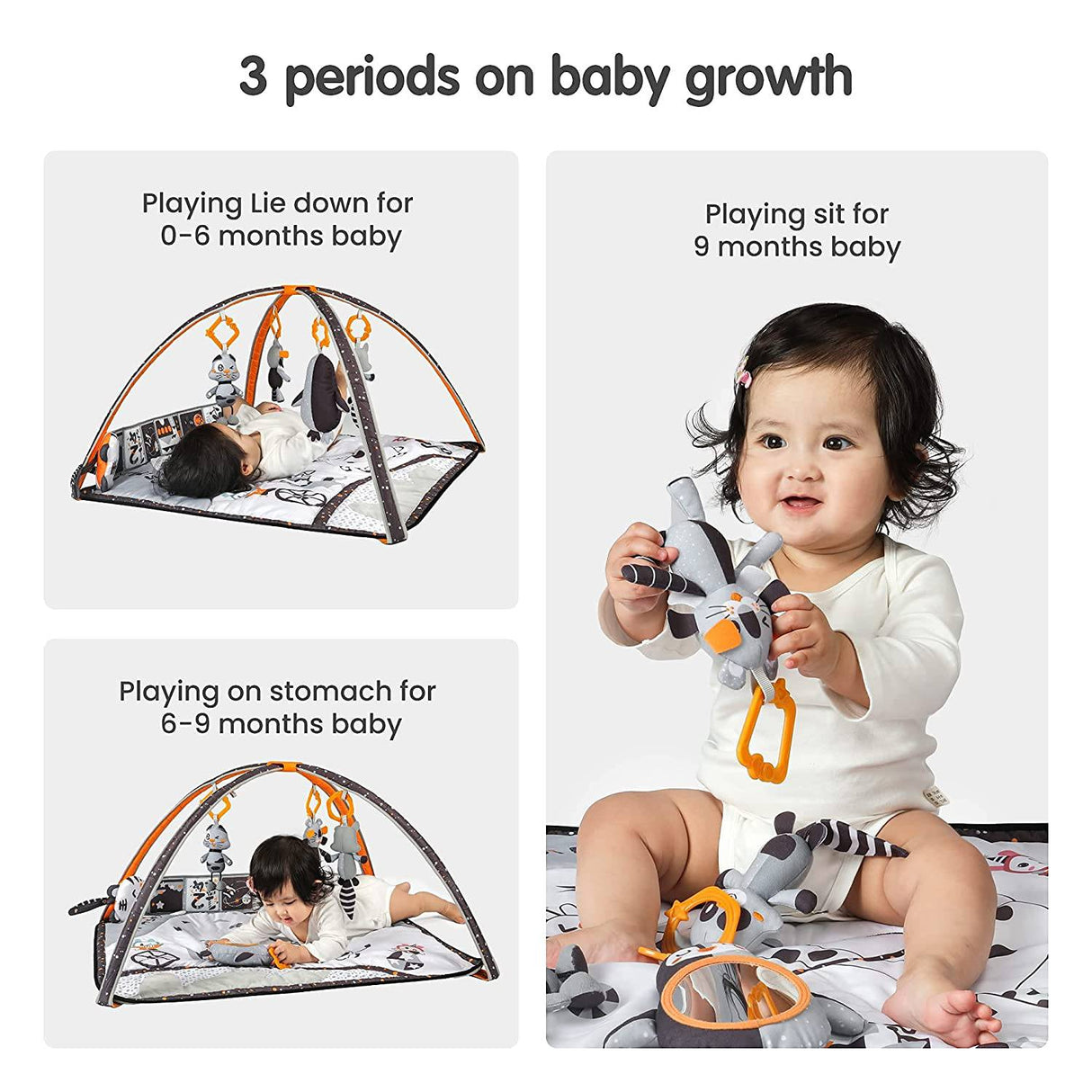TUMAMA Gimnasio para bebés con juguetes extraíbles suaves, tapete de actividades para bebés en blanco y negro de alto contraste Tapetes de juego para bebés para el tiempo boca abajo Bebés recién nacidos - DIGVICE MX