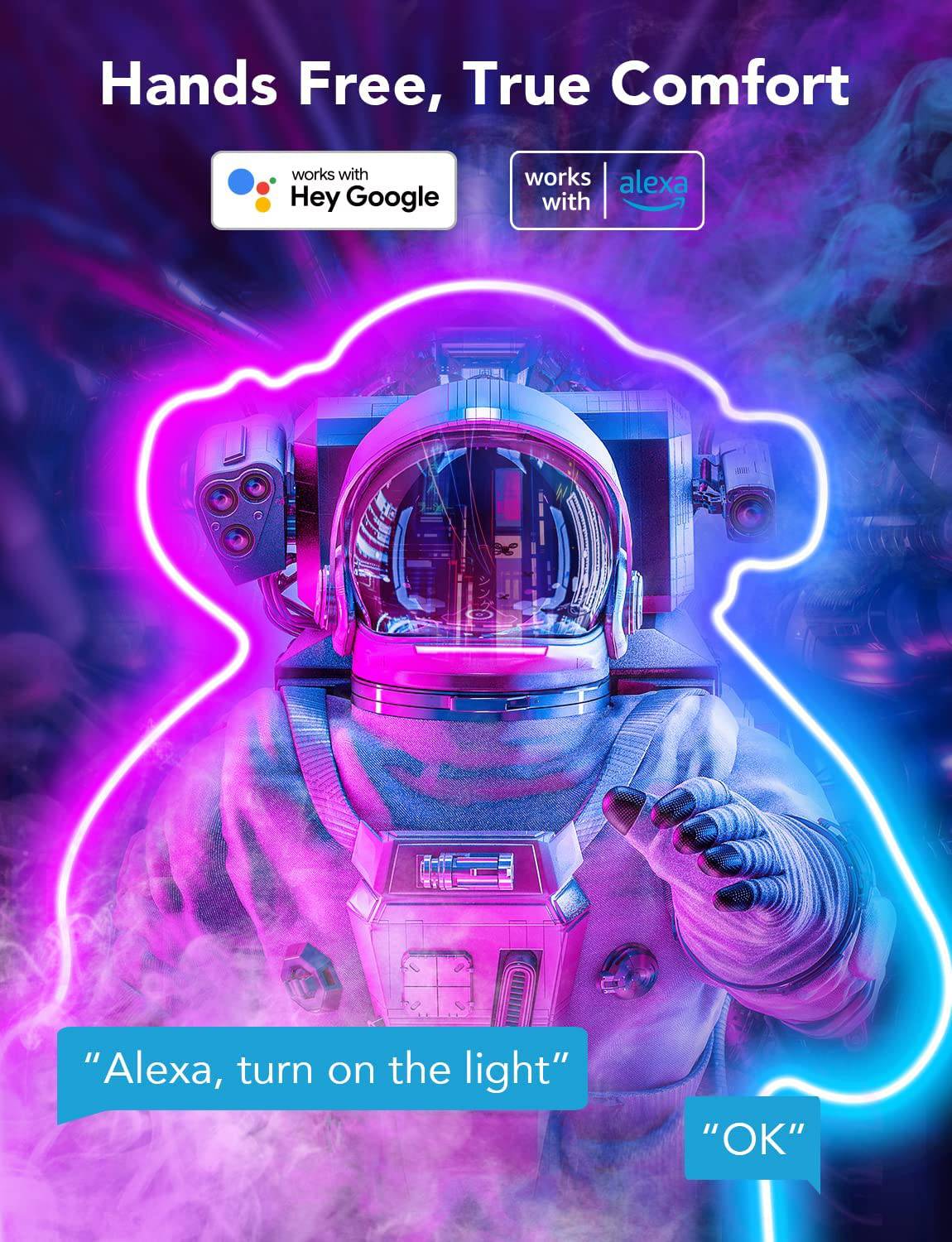 Govee RGBIC Cuerda de luz de neón, luces de cuerda de 16.4 pies con sincronización de música, diseño creativo de bricolaje, funciona con Alexa y Google Assistant, tira de luces LED  (no es compatible con WiFi 5G) - DIGVICE MX