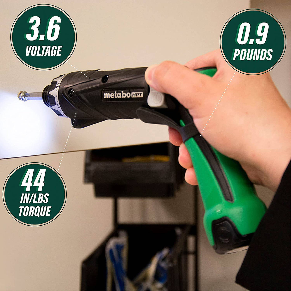 Juego de destornilladores inalámbricos Metabo HPT 3.6V | 2 baterías de iones de litio | Luz LED | 21 Ajustes del embrague | Garantía de herramientas de por vida | DB3DL2 - DIGVICE MX