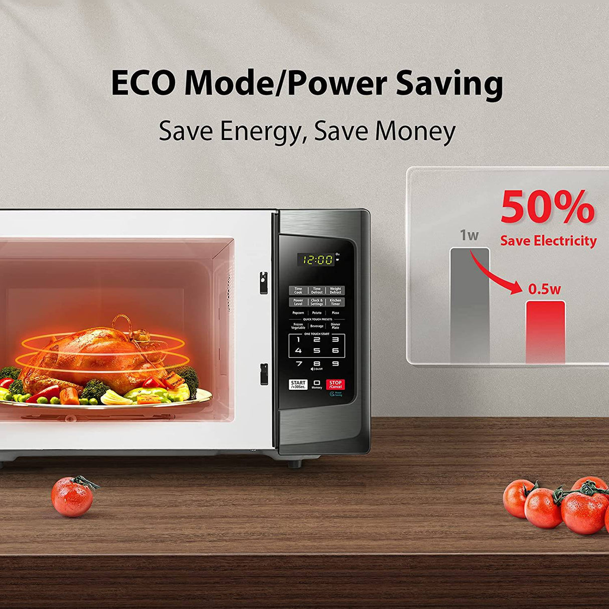 Toshiba EM925A5A-BS Horno de microondas con modo ECO de encendido/apagado de sonido e iluminación LED, 0.9 pies cúbicos/900 W, acero inoxidable negro - DIGVICE MX