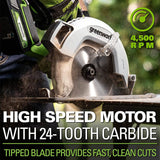 Sierra circular Greenworks de 7.25" sin escobillas de 24 V, la batería y el cargador se venden por separado - DIGVICE MX