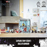 LEGO Marvel Iron Man Armory 76216 Juego de juguetes de construcción para niños, niños y niñas a partir de 7 años (496 piezas)