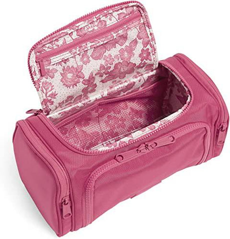 Vera Bradley - Bolsa organizadora de maquillaje para cosméticos de viaje, grande, reactiva, reciclada, para mujer