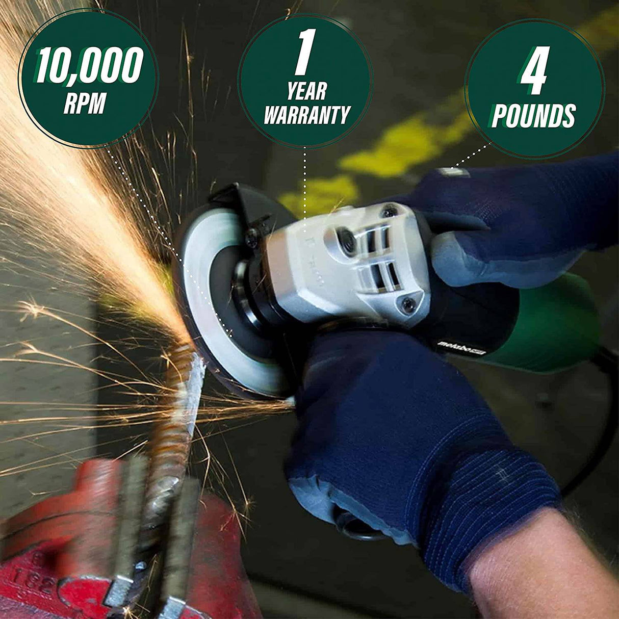 Amoladora angular Metabo HPT | 4-1/2 pulgadas | Incluye 5 muelas abrasivas y estuche rígido | Motor de 6,2 amperios | Compacto y ligero | G12SR4 - DIGVICE MX