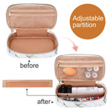 Relavel - Estuche de maquillaje 2 capas para brochas de maquillaje (patrón de mármol blanco)