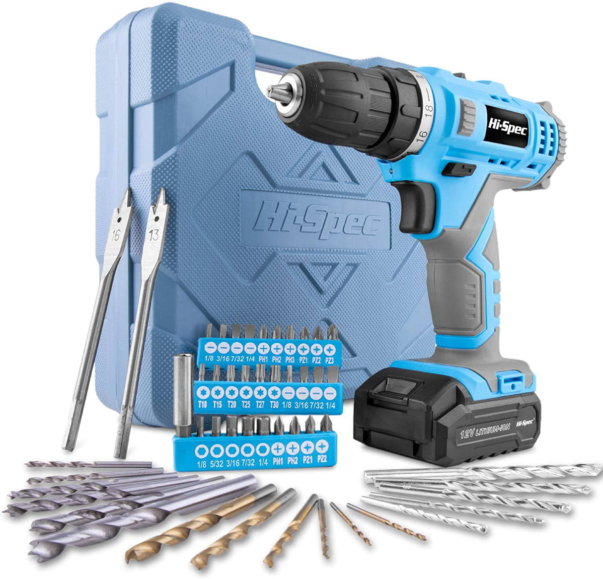 Hi-Spec Juego de 50 brocas azules de 12 V y multibrocas. Taladro eléctrico inalámbrico y destornillador eléctrico - DIGVICE MX