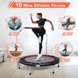 BCAN Mini trampolín plegable de 40 pulgadas, reboteador de fitness con mango de espuma ajustable, trampolín de ejercicio para adultos, entrenamiento en interiores/jardín, carga máxima de 330 libras/440 libras