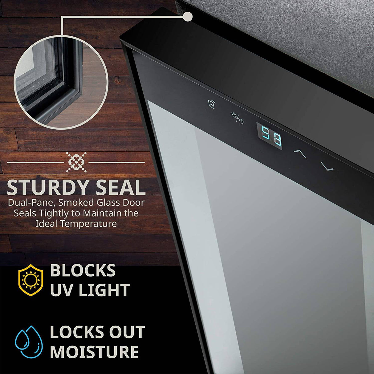 IVATION - Refrigerador enfriador de vino con compresor de 18 botellas con sistema de enfriamiento de control de aplicación inteligente Wi-Fi | Nevera de bodega independiente grande para champán blanco rojo o espumoso, puerta de vidrio negro y cerradura - DIGVICE MX