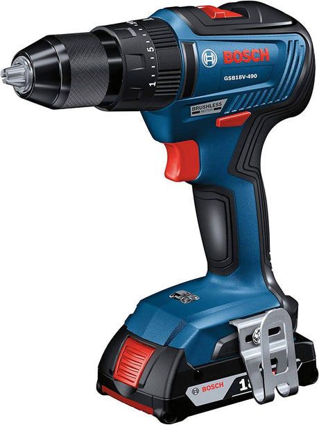 BOSCH GSB18V-490B12 18 V EC Sin escobillas 1/2 pulg. Kit de taladro percutor/atornillador con (1) batería SlimPack de 2,0 Ah - DIGVICE MX