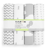 BAEBAE GOODS - Premium Pack and Play Sheets Paquete de 4 - Sábanas de colchón 100% súper suave de punto jersey de algodón - Sábana bajera portátil para cuna para niño y niña (24 x 38 x 5) - DIGVICE MX