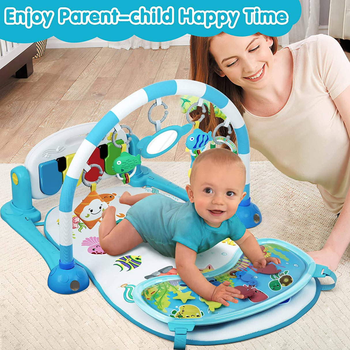 UNIH Baby Gym Play Mat, Kick and Play Piano Gym con Water Mat, Tummy Time Mat, Centro de actividades de luz musical para bebés y niños pequeños, Regalo de cumpleaños Play Mat para recién nacido - DIGVICE MX