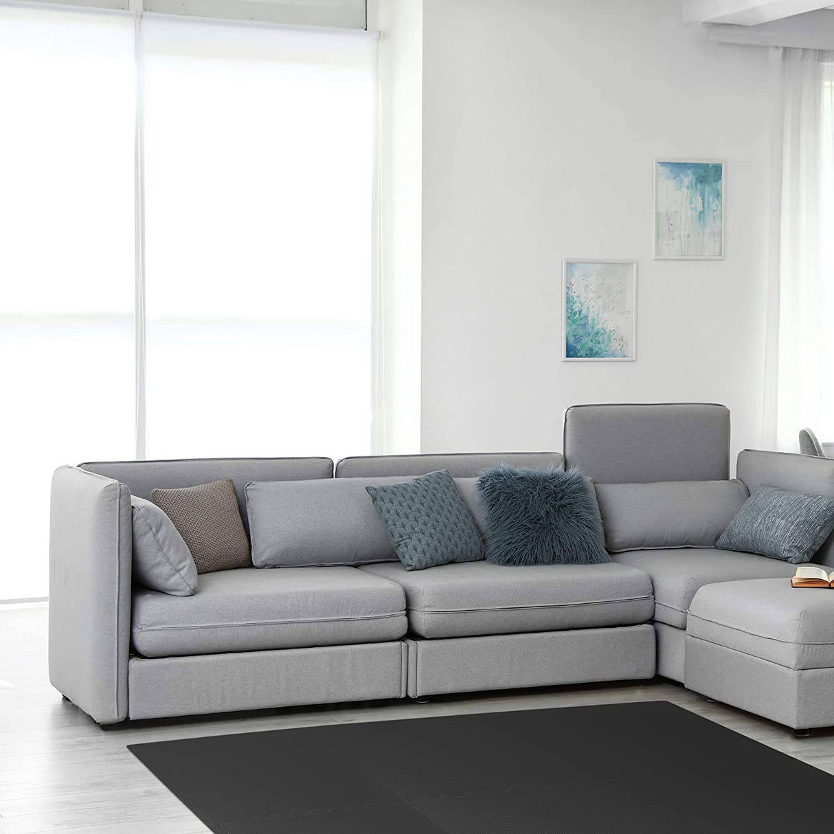 We Sell Mats - Tapetes ejercicio multiusos de 3/8 pulgadas de grosor con espuma EVA, azulejos entrelazados, antifatiga para el hogar o el gimnasio, 24 pulgadas x 24.     6 PZA