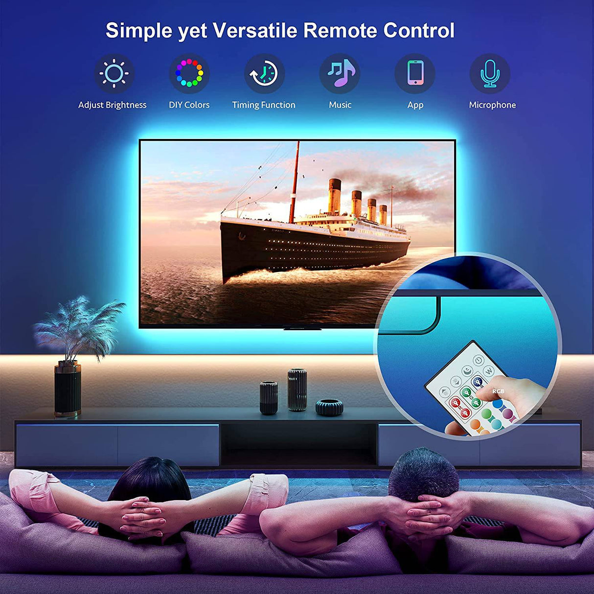 Nexillumi Tira de luces LED de 6.56 pies para TV LED de retroiluminación para TV de 24 a 60 pulgadas, tira de LED RGB alimentada por USB, control de aplicaciones, sincronización con música, iluminación polarizada, 5050 RGB para espejo, PC, Android iOS - DIGVICE MX