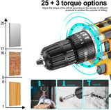 JayLene Juego de brocas inalámbricas de 21 V, taladro eléctrico 59 piezas con portabrocas sin llave de 3/8 pulgadas, taladro eléctrico de embrague 25 3 con luz de trabajo, par máximo 45 Nm, velocidad variable 2 y 2 baterías y cargador rápido - DIGVICE MX