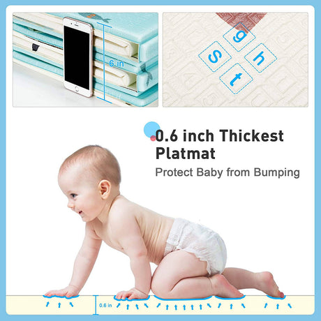 Gimars XL - Tapete de juego para bebé plegable, reversible, de 0,6 pulgadas de grosor, resistente al agua, para piso de espuma, para gatear, portátil, para bebés, niños pequeños, niños, uso en interiores y exteriores - DIGVICE MX