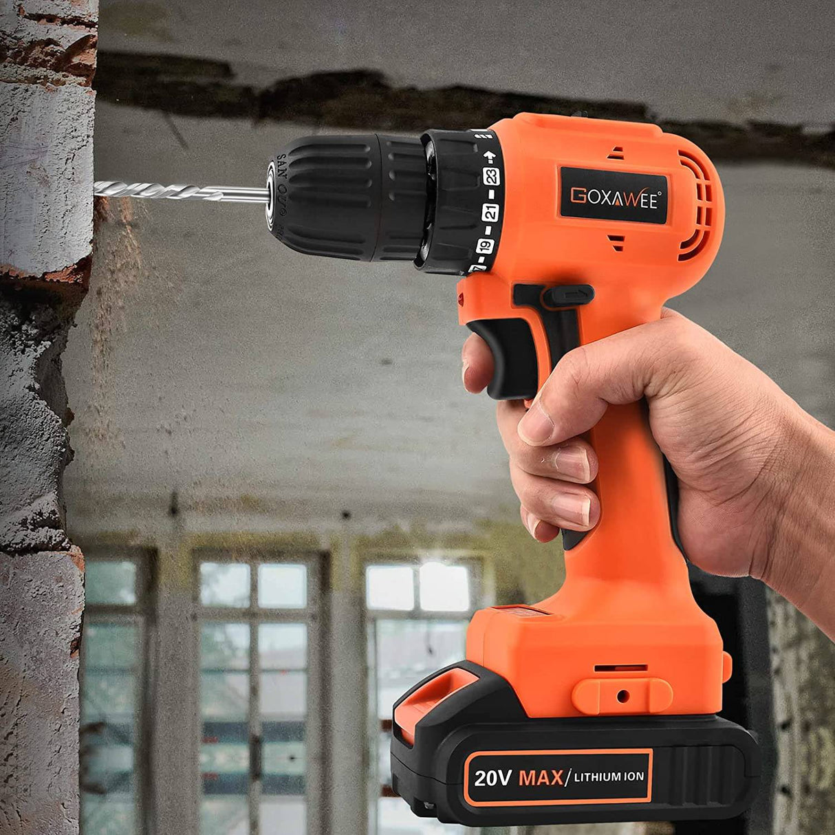 Juego de taladro inalámbrico sin escobillas de 20 V, kit de taladro eléctrico GOXAWEE con batería de 2000 mAh, par de 440 en libras, 2 velocidades - DIGVICE MX