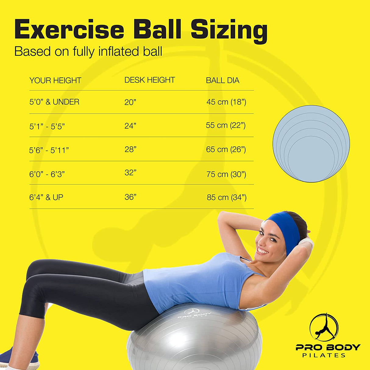 Accesorios para hacer ejercicio bola de ejercicios 65cm gym pilates, Yoga  Ball