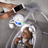 Ingenuity InLighten Baby Swing - Tela de malla fresca, vibraciones, asiento giratorio para bebés, sonidos de la naturaleza, móvil motorizado iluminado - Braden - DIGVICE MX