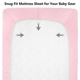 TILLYOU - Juego de 2 sábanas para minicuna, sábana bajera ajustable para minicuna portátil de punto jersey elástico, patio de juegos, parque infantil, sábana de cama para niños y niñas, morado y rosa melocotón - DIGVICE MX