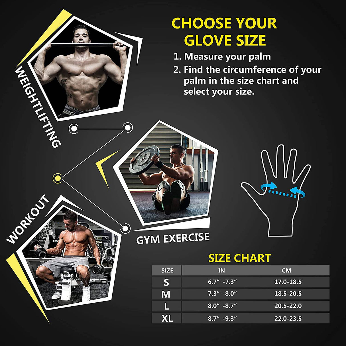 Ihuan  - Guantes de entrenamiento para hombres de dedo completo: guantes de levantamiento de pesas para hombres, guantes de levantamiento de gimnasio guantes de mano completa