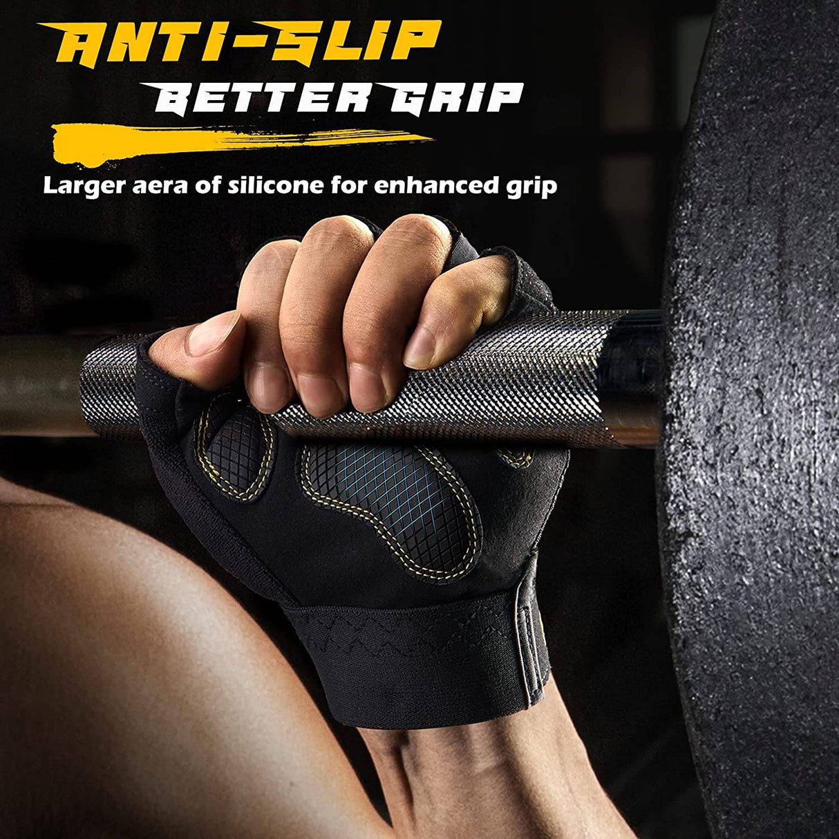 FREETOO - Guantes de entrenamiento, Protección completa de la palma, Ultra ventilados,  Guantes de levantamiento de pesas con almohadillas acolchadas y guantes de gimnasio con agarre de silicona Guantes de entrenamiento duraderos para ejercicio físico