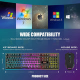 RedThunder K10 Combo de teclado y mouse inalámbricos para juegos, batería recargable con retroiluminación LED de 3800 mAh, teclado mecánico anti-fantasma + ratones 7D 3200DPI para PC Gamer (negro)