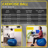 URBNFit - Pelota de ejercicio - Pelota de yoga para entrenamiento, estabilidad en el embarazo - Pelota de equilibrio suiza AntiBurst con bomba - Silla de pelota de fitness para oficina, gimnasio en casa