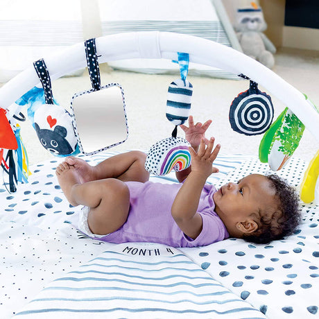 Sassy Stages STEM Developmental Play Gym, Sensory Tummy Time Activity Play Mat con instrucciones integradas, ultra felpa y lavable a máquina para bebés y niños pequeños - DIGVICE MX