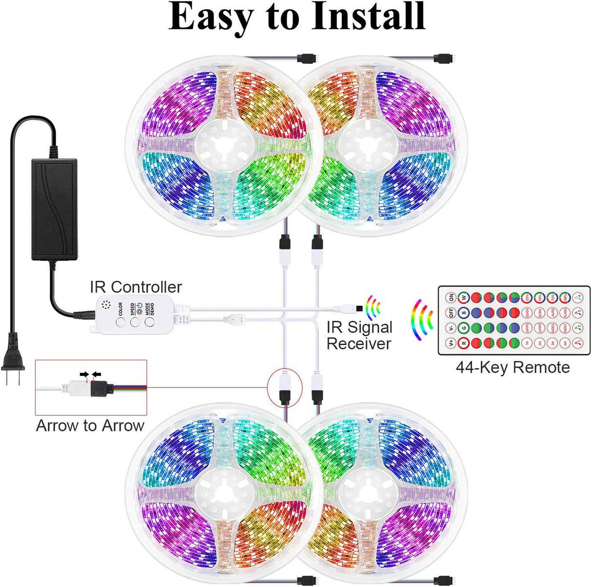 JTNT - Tira de luces LED para dormitorio, decoración del hogar, luces LED, Bluetooth RGB, kit de tira de luz LED que cambia de color, control de aplicación con control remoto - DIGVICE MX