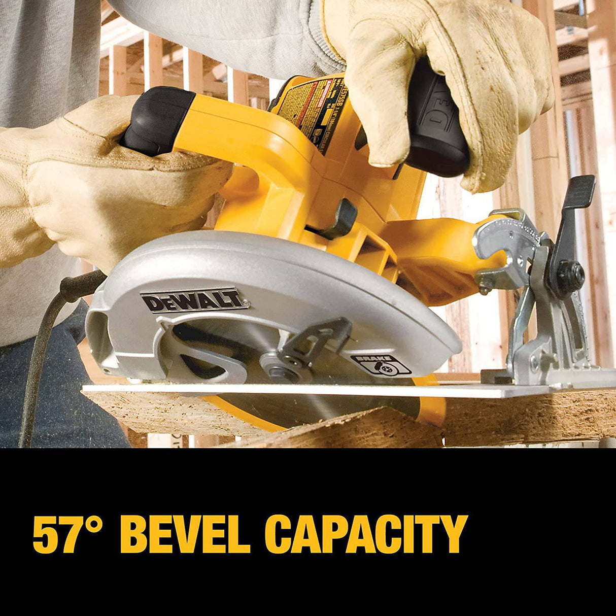 Sierra circular DEWALT de 7-1/4 pulgadas con freno eléctrico, 15 amperios, con cable (DWE575SB), amarillo - DIGVICE MX