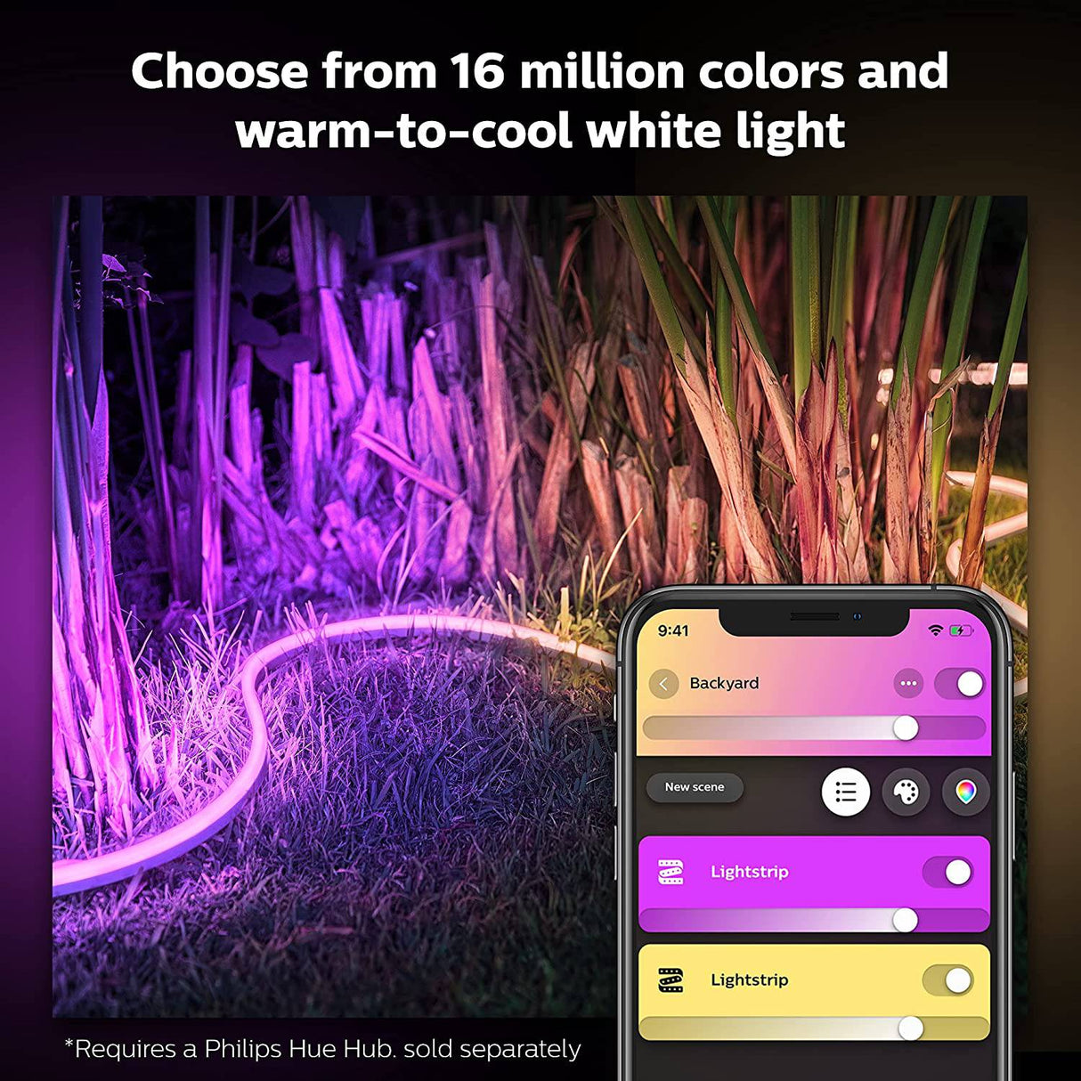 Philips Hue Smart Outdoor Lightstrip, 5 m/16 pies, (voz compatible con Amazon Alexa, Apple Homekit y Google Home, Hue Hub se vende por separado), color blanco - DIGVICE MX