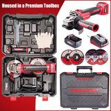 WORCRAFT Amoladora angular inalámbrica, motor sin escobillas, disco de 4-1/2", dos velocidades, batería de iones de litio de 20 V 4,0 Ah, viene con caja de herramientas, cargador y 4 discos - DIGVICE MX