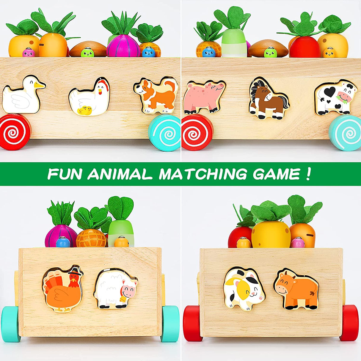 Ellinjan - Juguetes Montessori de madera para niños y niñas pequeños, juguetes de animales de granja - B0B2MVZLT6