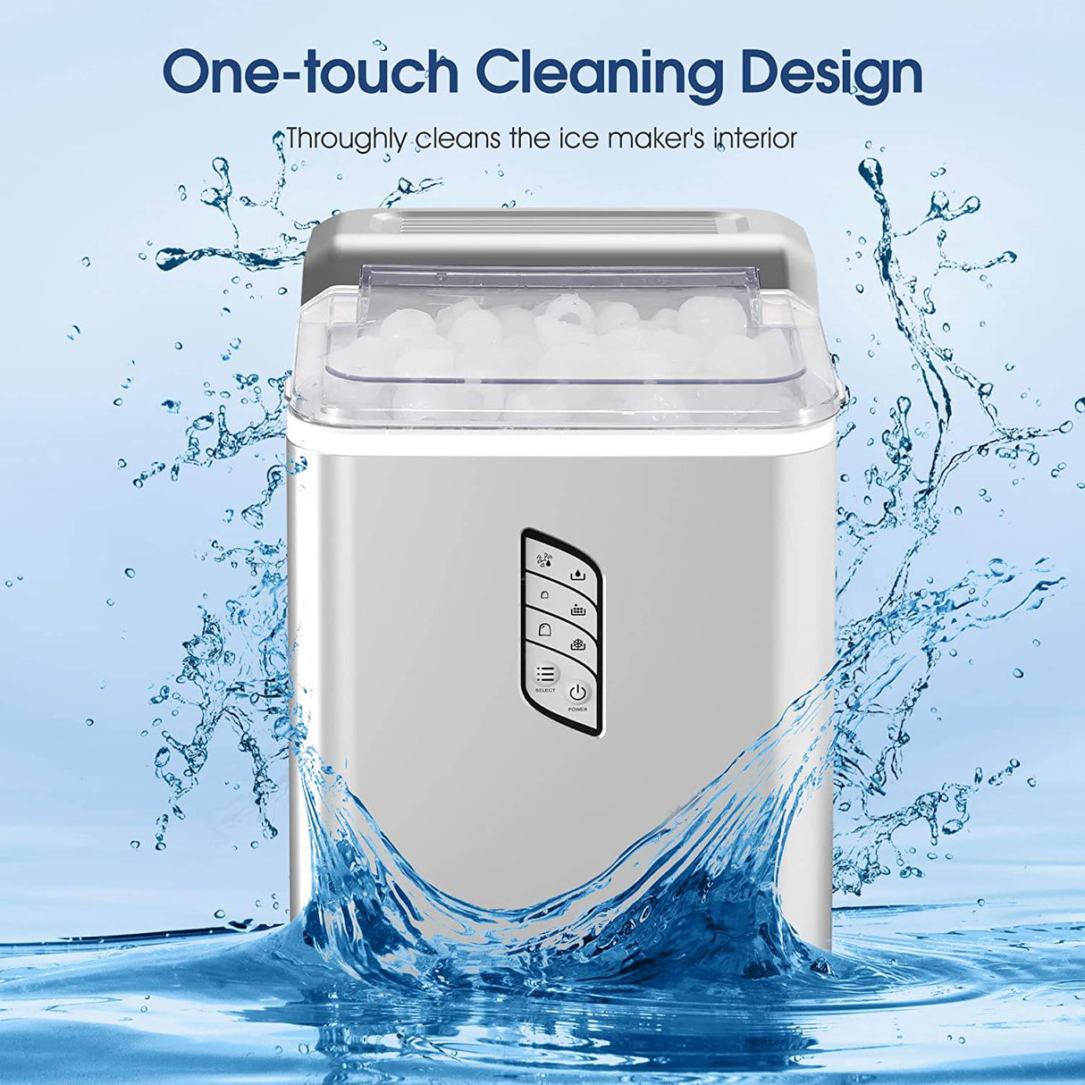 LERIZOM - Encimera para hacer hielo, máquina para hacer hielo portátil, 26 lb/24 horas, 9 cubitos de hielo tipo bala, listos en 7 minutos, función de autolimpieza, tamaño L y S, con cuchara para hielo y cesta, - DIGVICE MX