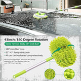 AURELIO TECH Kit Limpieza Coche 12 Piezas | Kit de lavado de autos con cubeta, cepillo con mango largo de 43'', manopla de lavado de autos, toallas de microfibra, cubeta plegable para detalles exteriores e interiores