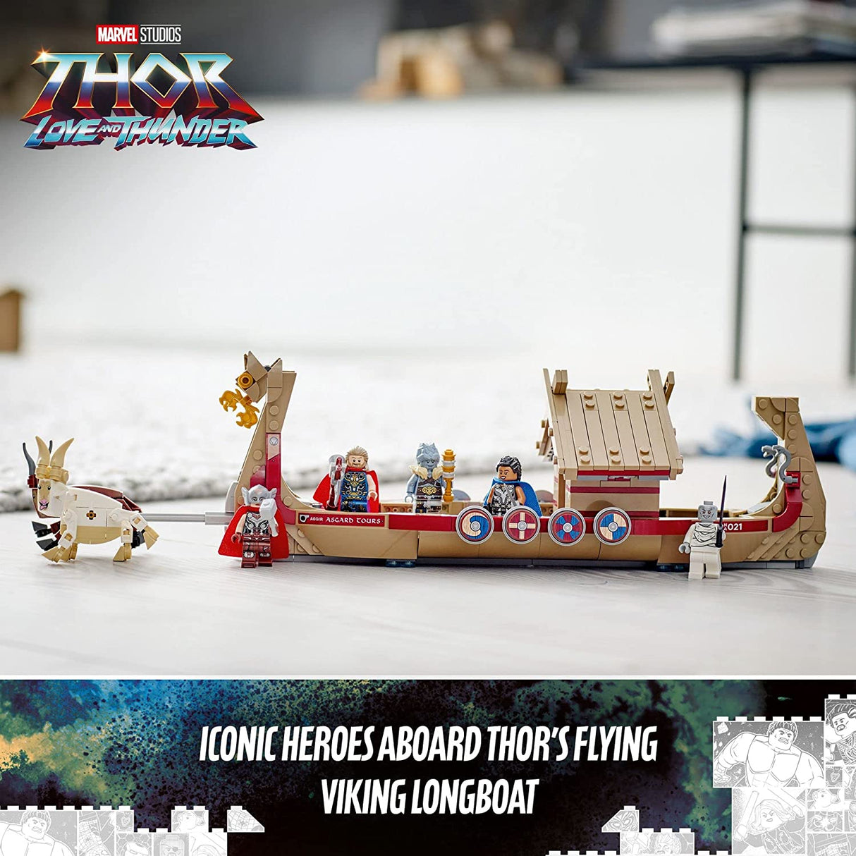 LEGO Kit de construcción Marvel The Goat Boat 76208 Thor coleccionable con 5 minifiguras 564 piezas
