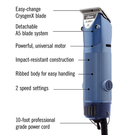 Oster A5 Turbo 2 velocidades 78005-314 Cortapelos profesional para animales
