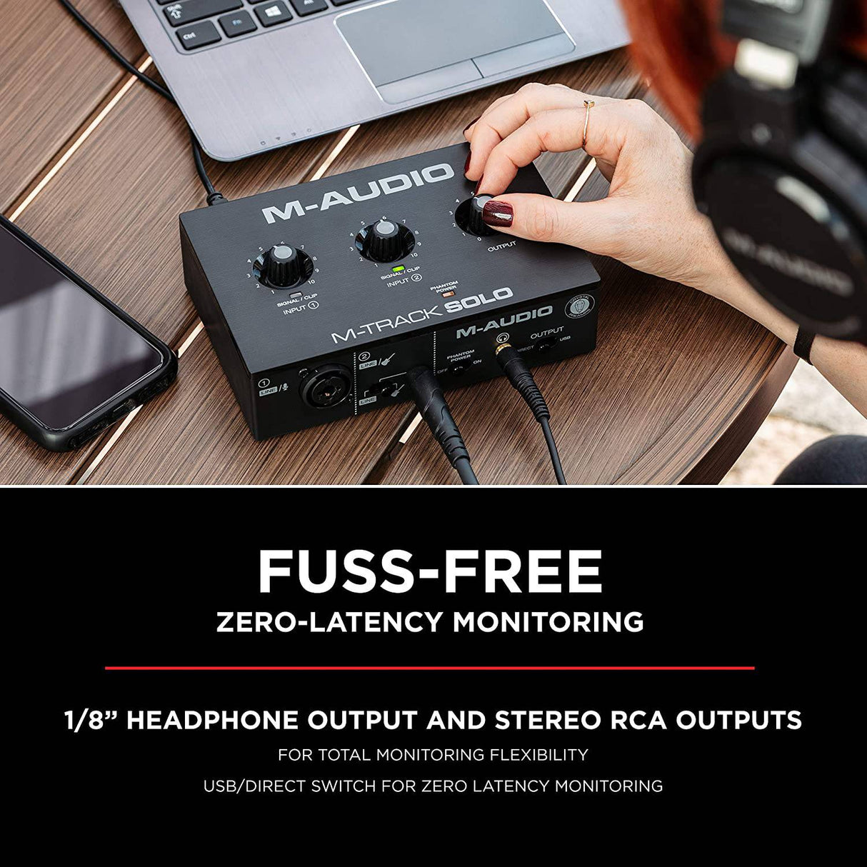 M-Audio M-Track Solo: interfaz de audio USB para grabación, transmisión y podcasting con entradas XLR, Line y DI, además de un paquete de software incluido