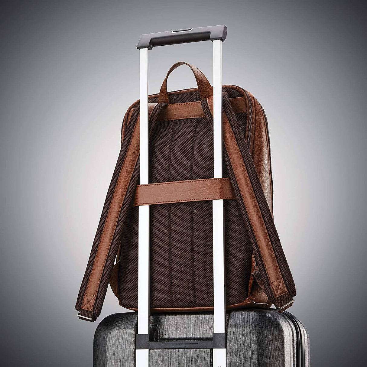 Samsonite - Classic Leather Slim Mochila, Coñac, Talla única