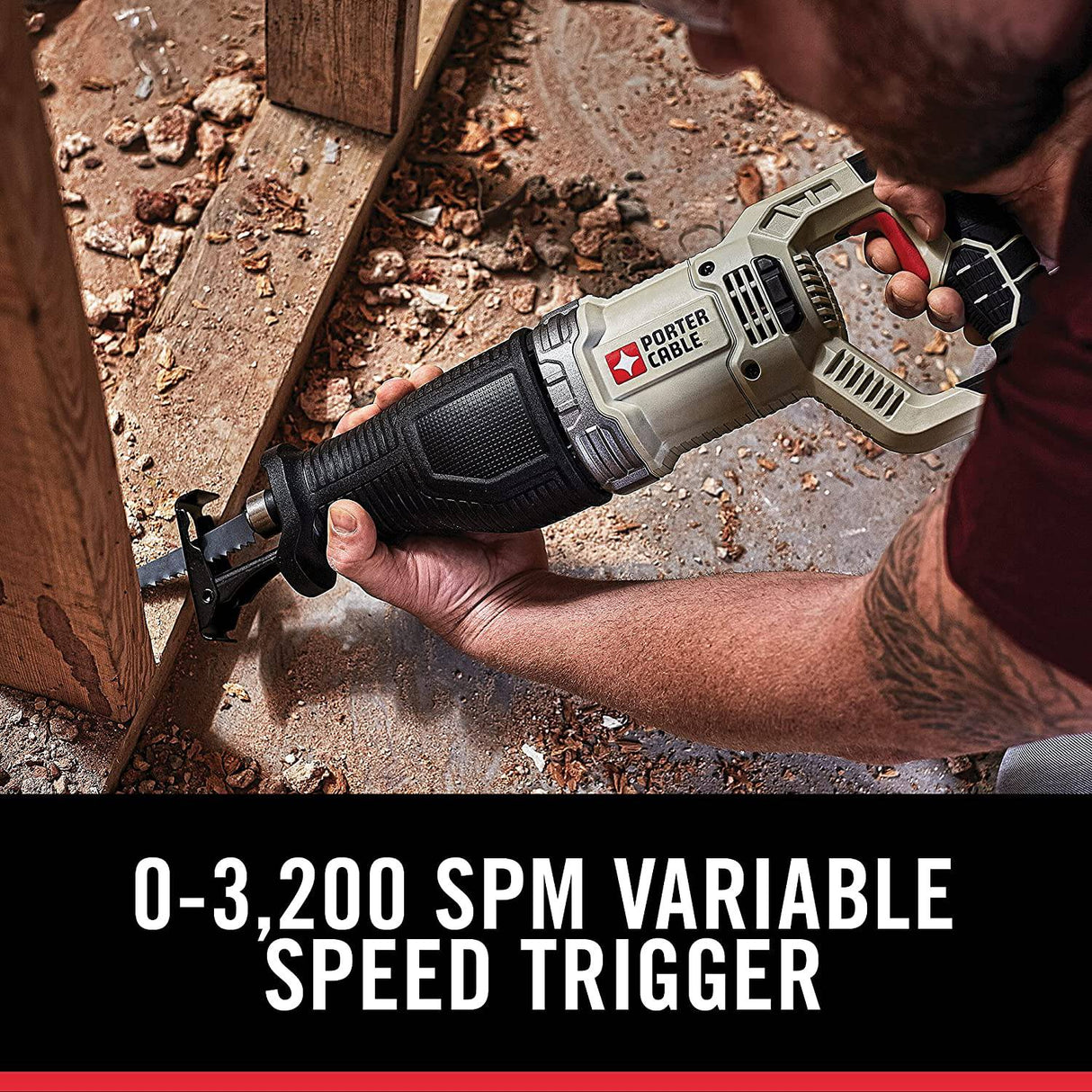 Sierra de sable PORTER-CABLE, velocidad variable, 7,5 amperios, con cable (PCE360) - DIGVICE MX