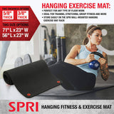 SPRI Colchoneta de ejercicios colgante, colchoneta de fitness y yoga para clases de fitness grupales, calidad de grado comercial con orificios reforzados.   56" L x 23" W x 3/8" (Black)